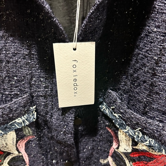 Anthropologie Foxiedox Jacket with Floral Takeo Embroidery Size Medium NWT - Picture 6 of 9